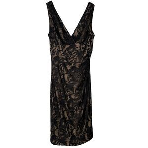 Lauren Ralph Lauren Babydoll Black Lace Midi Dress Sz 10 Whimsigoth Y2k Event